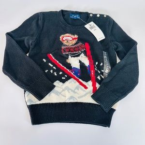 Polo by Ralph Lauren Black Kids Ski Sweater with Red & White Accents